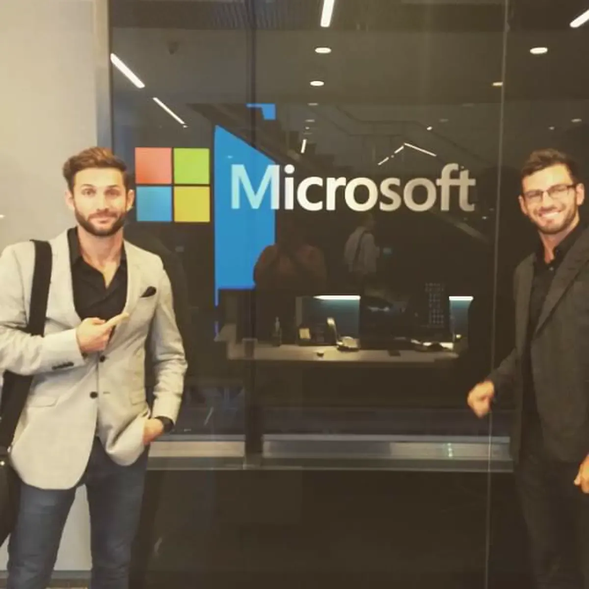 Grant with a colleague at Microsoft's offices